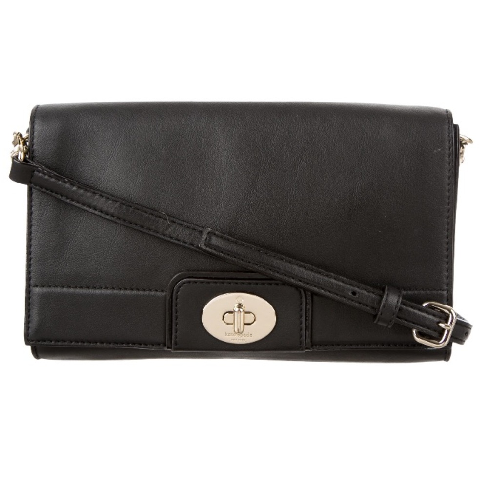 kate spade Black Leather Crossbody Bag with Gold Hardware